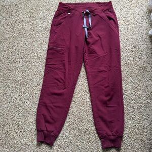 FIGS Burgundy Zamora Jogger Scrub Pants Technical High Waist Small Petite